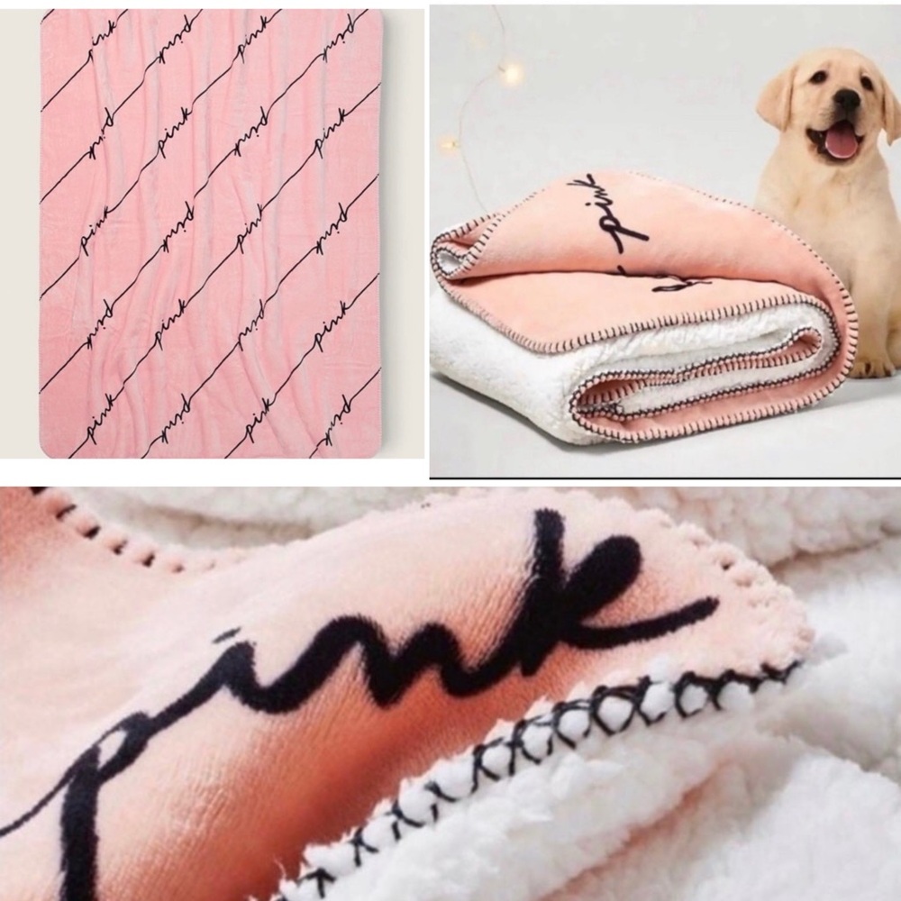 VS PINK MISTY ROSE SHERPA BLANKET